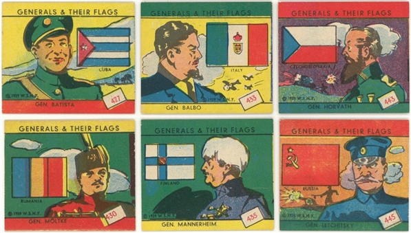 1939 R58 W.S. Corp. "Generals and their Flags" Complete Set (24) Plus Color Variations (4)